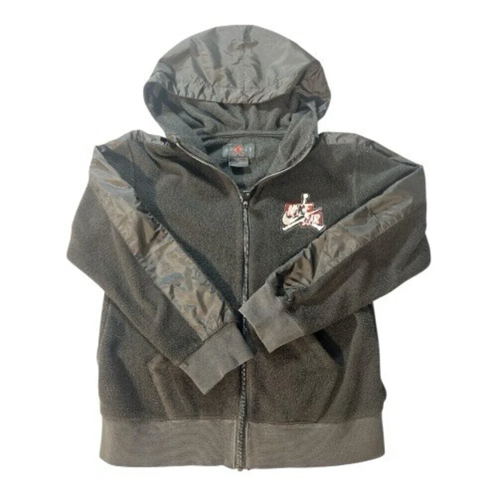 Nike Air Jordan Kids Size M 8-10 Yrs Black Hoodie Full Zip Jacket With Pockets